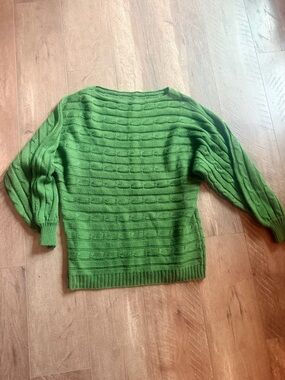 SHEIN Green Cable-Knit Scoop Neck Sweater